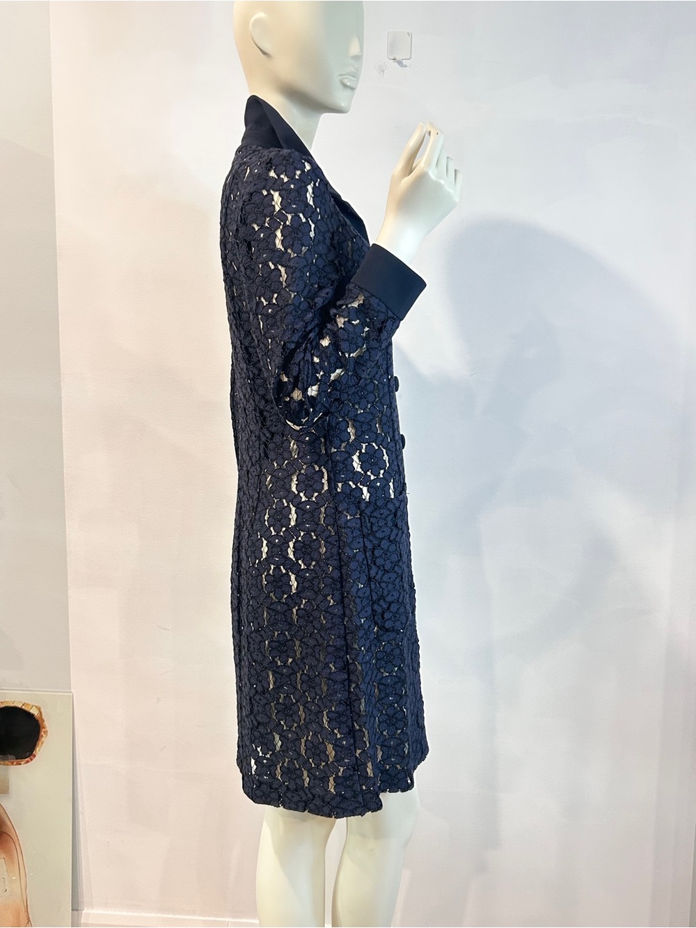 Judith & Charles Navy Blue Lace Long Sleeve Shirt Dress size 4 - Picture 9 of 16